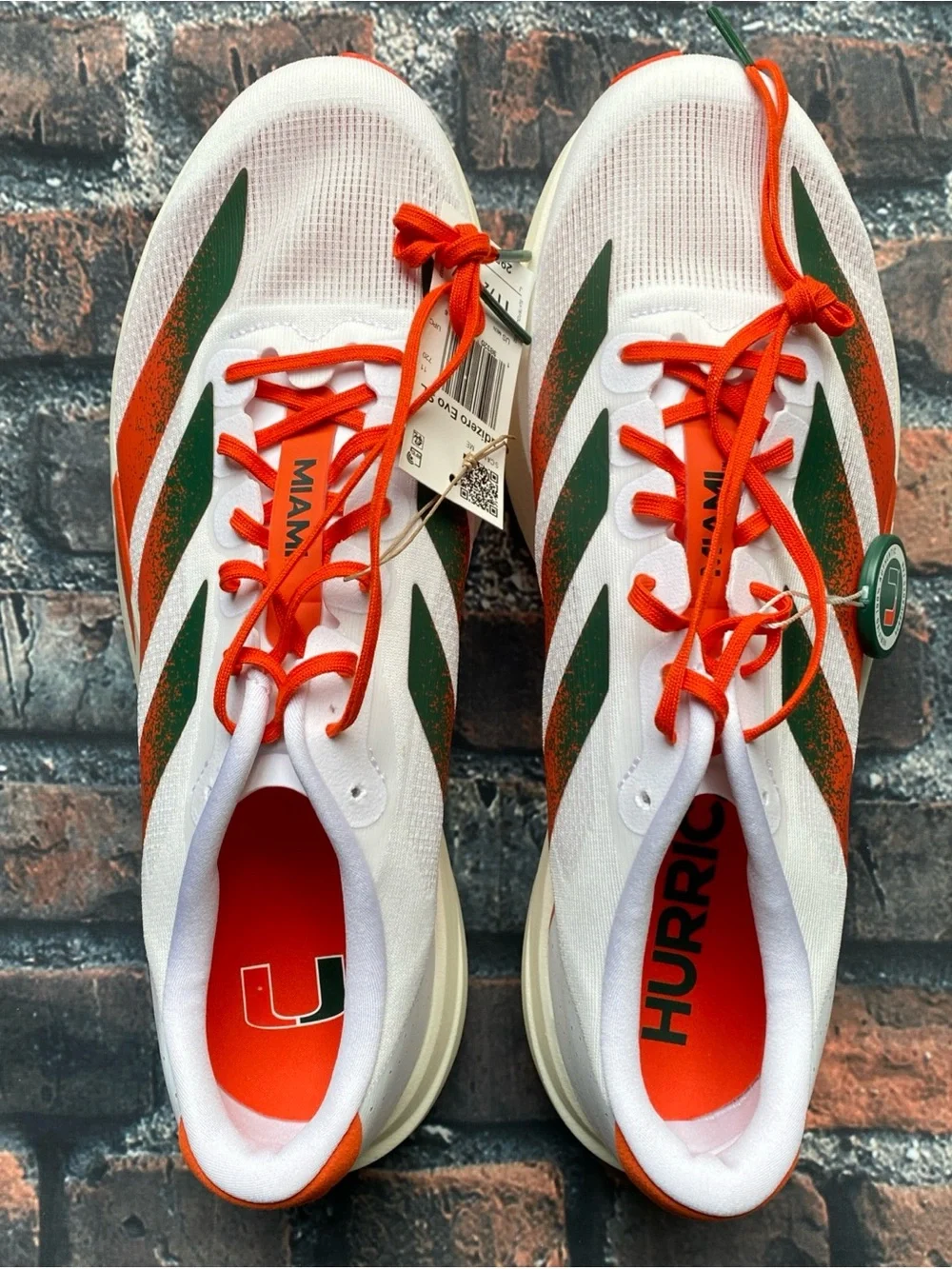NEW Adidas EVO SL Miami Hurricanes Running Shoes Men's JQ2148 Size 11.5 (No Box)